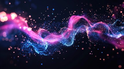 Poster - Abstract swirling particles in vibrant colors