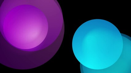Poster - Bright blue and purple circles shiny abstract minimal geometric background. Seamless looping tech motion design. Video animation Ultra HD 4K 3840x2160