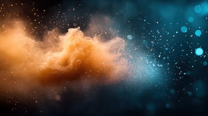 Poster - An impressive and vibrant abstract dust cloud in dynamic colors creates an intriguing visual effect, symbolizing creativity and the essence of artistic expression.