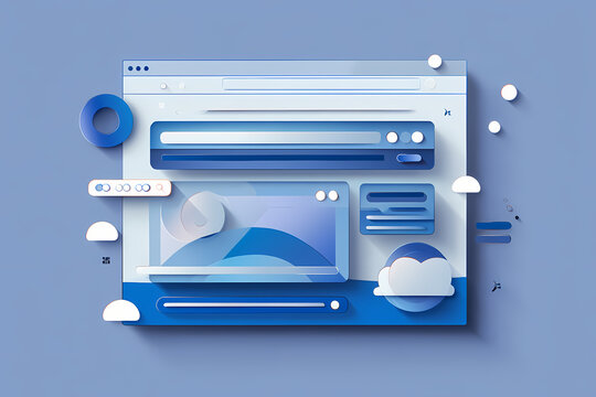 Digital vector web browser logo in blue and white with tabs