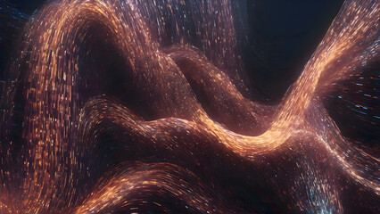 Aufkleber - Abstract image visualizing a dynamic wave of light, combining soft glowing colors in a fluid, flowing composition with digital style