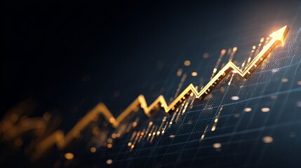 Aufkleber - Golden Arrow Upward Trend Growth Financial Success Business Chart Graphic Design Modern Abstract Background Digital Illustration Marketing Investment Progress Report Corporate     