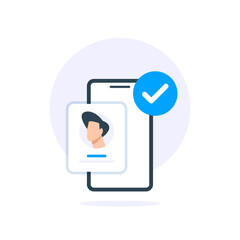Fototapete - mobile app account registered successfully, login success via smartphone concept