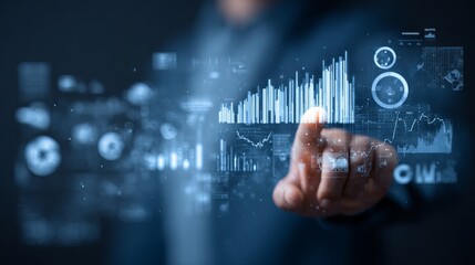 Poster - Digital Business Analytics Data Visualization Technology Future Innovation Growth Charts Graphs Progress Development Strategy Planning Success Modern Technology Interface Digital  