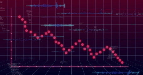 Poster - Displaying red data graph over magenta grid in analytics dashboard, showing blue waveforms