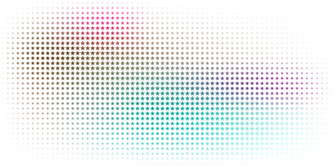 Poster - Gradient star pattern illustration transitioning from vibrant colors to white, featuring a halftone design and smooth color blending creating a bright and abstract digital artwork representation.