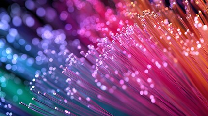Poster - Abstract Fiber Optics Background Vivid Pink Purple Blue Technology Digital Network Internet Communication Data Transfer High Speed Connection Modern Design Futuristic Graphic Art  