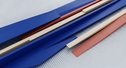 Aufkleber - Abstract composition with geometric shapes in blue, beige and terracotta colors