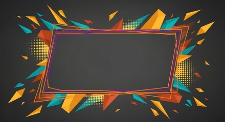 Aufkleber - Abstract geometrical frame with colorful triangles and halftone patterns decoration