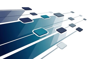 Aufkleber - Abstract technology background with blue squares and lines perspective layout