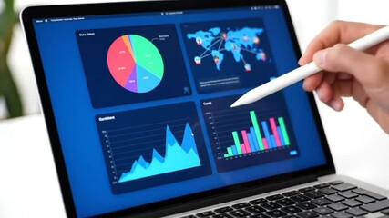 Poster - Analyzing Data Charts on Laptop Screen