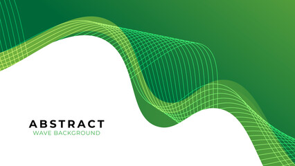 Poster - White and green wavy curved lines abstract background. Abstract green wave background. Vector illustration