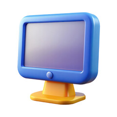 Poster - Computer monitor cartoon render illustration desktop pc technology screen display blue yellow design art 3d