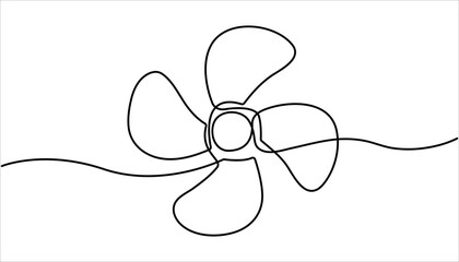 Poster - Continuous one line drawing of fan, Simple isolated, Electric fan. Electric fan in continuous one line drawing. Single line art draw of fan. Continuous line draw design graphic vector illustration.