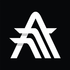 Poster - The image shows an abstract logo design of an initial letter A in white color that looks clean and bold on a black background