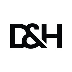Poster - The image shows a flat monogram logo design of an initial letter D&H in black color that looks clean and bold on a white background