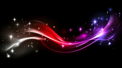 Poster - Abstract waves of vibrant colors feature sparkling starlight elements