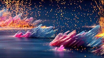 Poster - Vibrant abstract art, colorful dynamic brush strokes blending together, showcasing creativity and movement, perfect for backgrounds.