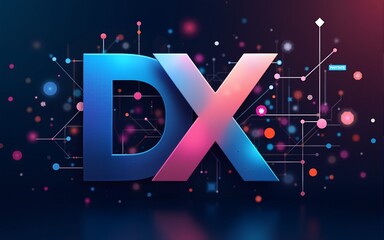 DX (Digital Transformation) motif web banner illustration. High quality