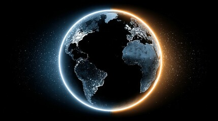 Poster - Earth with contrasting day and night illumination.