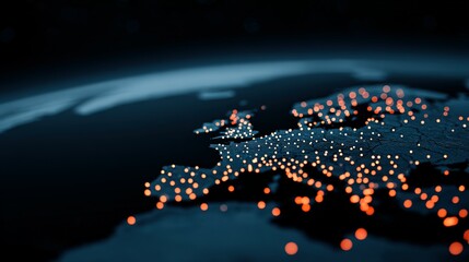 Poster - European map represented by glowing points.