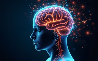 Poster - Brain impulses. Thinking prosess. High quality