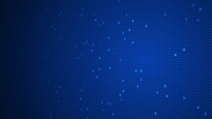 Poster - Abstract blue digital grid background, perfect for tech, network, or data visualization. Modern geometric pattern with squares and dots creating a futuristic matrix feel, 3D render.