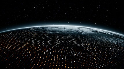 Poster - Global network of interconnected data points above the earth.