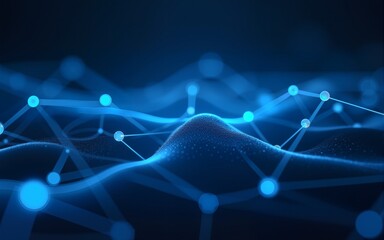Poster - The image showcases an abstract background featuring glowing blue lines and a network of interconnected nodes. The composition highlights a dynamic and futuristic theme. High quality