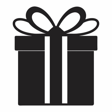Gift box silhouette, christmas present icon, vector illustration