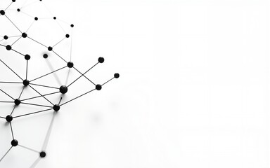 Poster - Neural networks conception for web-site header. Technology concept slide for business presentation from black points of connection lines on white background. IT-development conception. High quality