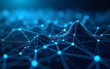 Poster - Neural Network, Intelligent Smart Grid and AI Concept, Blue Tech Background. Generative Ai. High quality