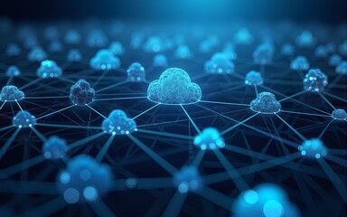 Poster - Neural network, abstract digital concept. Cyber Technologies and Data Security. Polygon network and cloud databases 3d illustration. High quality
