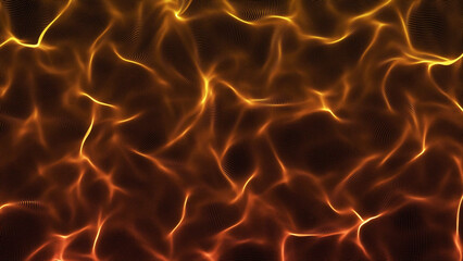 Poster - Abstract Golden Wavy Pattern with Dotted Lines and Glowing Highlights on Dark Background This image