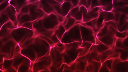 Poster - Abstract Red and Black Wavy Dotted Pattern with Bright Pink Highlights and Shadows This image