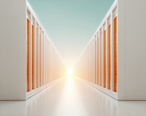 Aufkleber - Modern Data Center Interior with Illuminated Server Racks and High-Tech Infrastructure for Cloud Computing and Digital Innovation Marketing