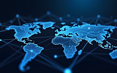 Poster - Global network connection banner design template. Header social network communication in the global business concept. Big data visualization. Internet technology. High quality