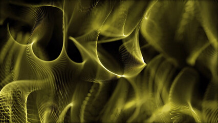 Poster - Abstract Yellow Dot Waves on Black Background Modern Futuristic and Technological Design captivating abstract image