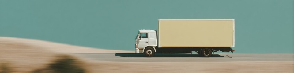 Poster - Autonomous Electric Semi Truck Driving on Open Highway with Dynamic Light Trails at Night - Sustainable Freight Delivery and Connected Logistics Technology