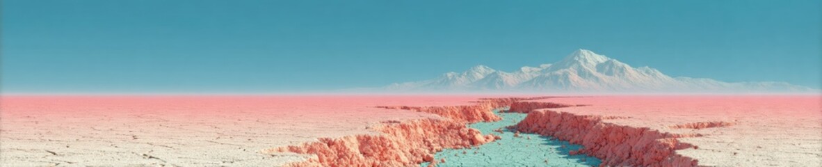 Aufkleber - Aftershock on Rugged Fault Line in Desert Landscape with Mountains - Geological Transformation and Natural Forces for Environmental Science and Earth Studies