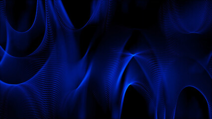 Poster - Abstract Blue Light Waves on Black Background Modern Futuristic Design with Dynamic Lines This image
