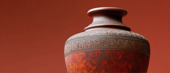 Aufkleber - Antique Bronze Urn with Intricate Engravings in Vibrant Pop Art Style, Bold Lighting and Sculptural Textures for Premium Collectible Metalwork Marketing