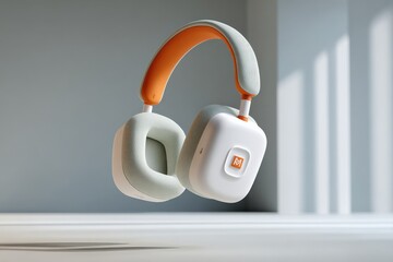 Aufkleber - Modern Wireless Over-Ear Headphones with Comfortable Cushions and Built-In Microphone for Music Listening and Calls