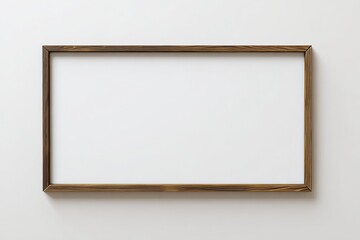 Aufkleber - Empty Wooden Frame on White Wall in Minimalist Interior for Art Display or Decoration Purposes