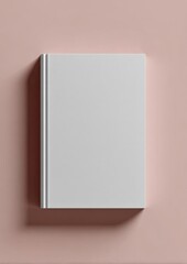 Poster - Minimalist white rectangular notebook with clean cover and spine on soft pink background perfect for stationary and design projects