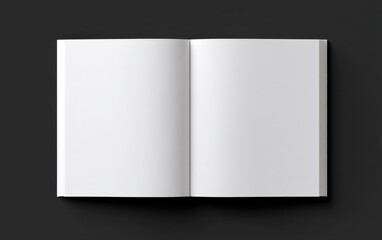 Poster - Open blank sketchbook with white pages and soft shadow on dark surface ideal for creative design sketching or artistic projects