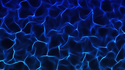 Poster - Abstract Blue Wavy Lines on Dark Background Digital Art Modern Futuristic Design This abstract image