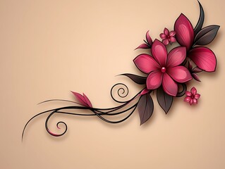 Poster - An elegant arrangement of decorative flowers with detailed shading effects