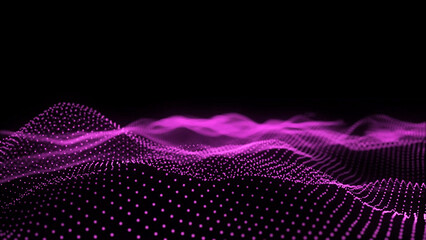 Poster - Abstract Purple Waveform on Black Background Data Visualization Technology and Futuristic Design digital landscape purple