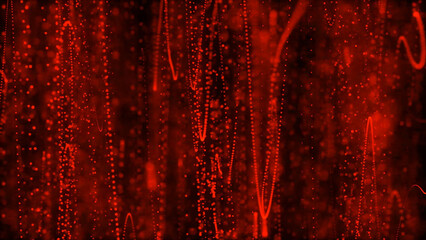 Poster - Abstract Red Particle Trails on Dark Background Digital Art with Depth of Field This image